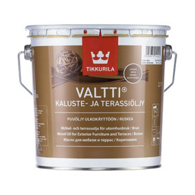 Tikkurila Valtti Furniture & Decking Oil - UV & Weather-Resistant - Brown (Solvent-Based) - 3 Litres