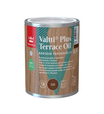 Tikkurila Valtti Plus Terrace Oil - Premium, High-Performance Wood Oil - Partly Bio-Based - Black - 1 Litre