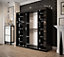 Tilburg 1 Contemporary 2 Mirrored Sliding Door Wardrobe 9 Shelves 2 Rails Dark Oak Effect & Black (H)2000mm (W)2000mm (D)620mm