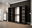 Tilburg 2 Contemporary 3 Mirrored Sliding Door Wardrobe 9 Shelves 2 Rails Dark Oak Effect & Black (H)2000mm (W)2500mm (D)620mm
