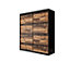 Tilburg Contemporary 2 Sliding Door Wardrobe 9 Shelves 2 Rails Dark Oak Effect and Black (H)2000mm (W)1800mm (D)620mm