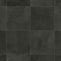 Tile Effect Black Anti-Slip Vinyl Flooring For LivingRoom DiningRoom Conservatory And Kitchen Use-3m X 2m (6m²)