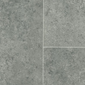 Tile Effect Grey Anti-Slip Vinyl Flooring For LivingRoom DiningRoom Conservatory And Kitchen Use-3m X 4m (12m²)
