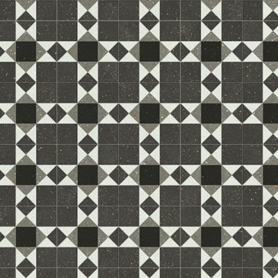 Tile Effect Grey Vinyl Flooring, Anti-Slip Contract Commercial Heavy-Duty Vinyl Flooring with 3.5mm Thick-1m(3'3") X 2m(6'6")-2m²