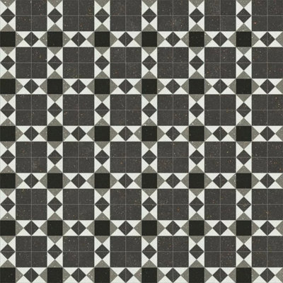 Tile Effect Grey Vinyl Flooring, Contract Commercial Heavy-Duty Vinyl Flooring with 3.5mm Thick-11m(36'1") X 4m(13'1")-44m²