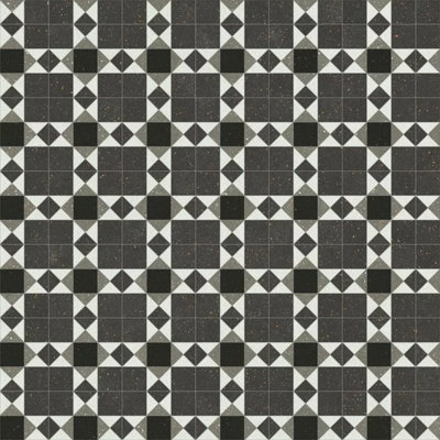 Tile Effect Grey Vinyl Flooring, Contract Commercial Heavy-Duty Vinyl Flooring with 3.5mm Thick-9m(29'5") X 2m(6'6")-18m²