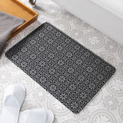 Tile Grey Stone Non Slip Bath Mat