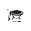 Tile Mosaic fire bowl table inc BBQ grill and matching closing lid, in contemporary grey