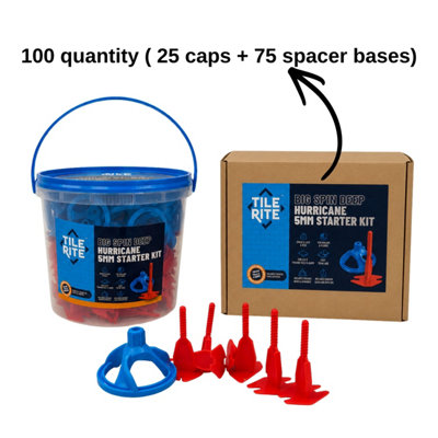 Tile Rite Big Spin Deep Hurricane 5mm Levelling Kit, 100 Pieces (25 ...