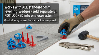 Tile Rite Big Spin Deep Hurricane 5mm Levelling Kit, 100 Pieces (25 ...