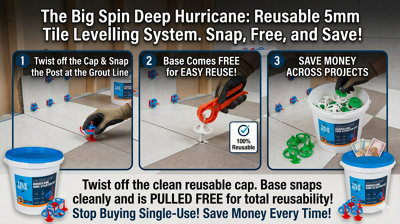 Tile Rite Big Spin Deep Hurricane 5mm Levelling Kit, 400 Pieces (100 ...