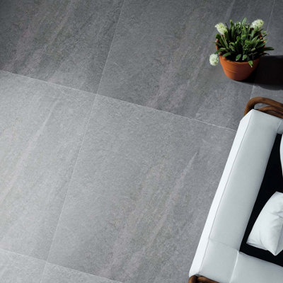 Tiles360 Chen Graphite Outdoor Tile Paving Slabs Porcelain, Pack of 30 (10.8m2), (L)600mm (W)600mm