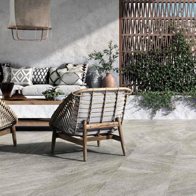 Tiles360 Chen Grey Outdoor Tile Paving Slabs Porcelain, Pack of 30 (10.8m2), (L)600mm (W)600mm
