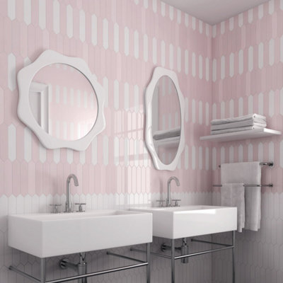 Tiles360 Delilah Pink Pointed Arrow Tile Ceramic Wall Tiles Gloss Pack ...