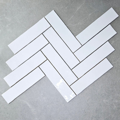 Tiles360 Homestead Cottage White Ceramic Wall Tiles, Pack of 44, (L)300mm (W)75mm