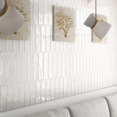 Tiles360 Homestead Cottage White Ceramic Wall Tiles, Pack of 44, (L)300mm (W)75mm