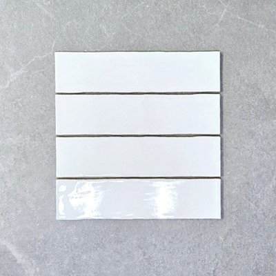 Tiles360 Homestead Cottage White Ceramic Wall Tiles, Pack of 44, (L)300mm (W)75mm