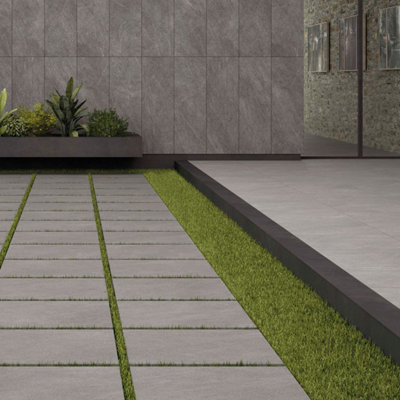 Tiles360 Libra Stella Grey Outdoor Tile Paving Slabs Porcelain, Pack of 30 (10.8m2), (L)600mm (W)600mm