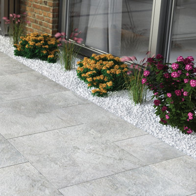 Tiles360 Mayfair Silver Grey Outdoor Tile Paving Slabs Porcelain, Pack of 20 (10.65m2), (L)895mm (W)595mm