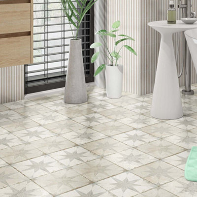 Tiles360 North Star Patterned Floor Tile Ceramic Pack of 20 Tiles (4m2 ...
