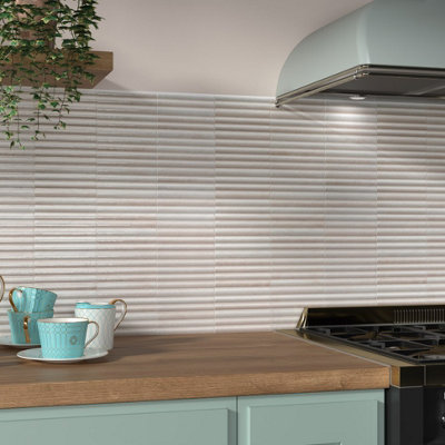 Tiles360 Raphael White Fluted Kit Kat Ceramic Wall Tiles, Pack of 20, (L)300mm (W)150mm