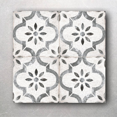 Tiles360 York Grey Victorian Patterned Floor Tile Porcelain Pack of 18 ...