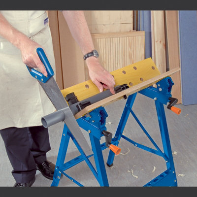 Tilt & Clamp Fold Down Workbench 600x650x800mm Dual Action MDF Worktop