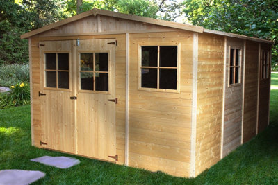 TIMBELA Wooden Garden Shed 11x14 ft /12m2 - FSC certified - M336