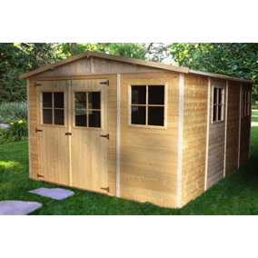 TIMBELA Wooden Garden Shed 11x14 ft /12m2 - FSC certified - M336