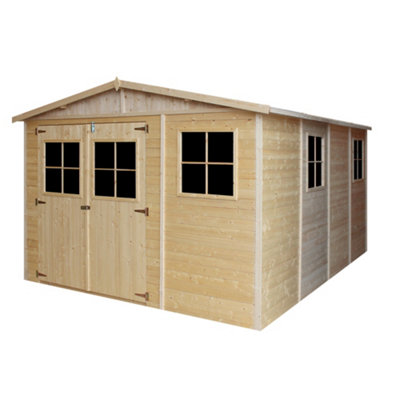 TIMBELA Wooden Garden Shed 11x14 ft /12m2 - FSC certified - M336