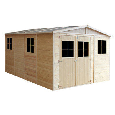 TIMBELA Wooden Garden Shed 11x14 ft /12m2 - FSC certified - M336