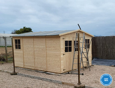 TIMBELA Wooden Garden Shed 11x14 ft /12m2 - FSC certified - M336