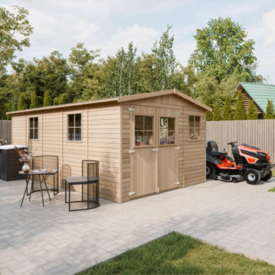 TIMBELA Wooden Garden Shed 17x11 ft/15m2 - FSC certified - M337