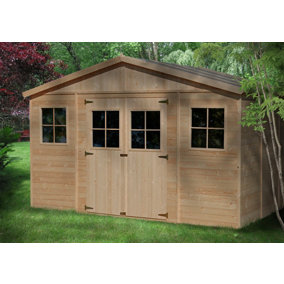 TIMBELA Wooden Garden Shed 4x14 ft / 16m2 - FSC certified - M330