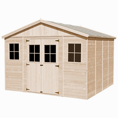 TIMBELA Wooden Garden Shed 4x14 ft / 16m2 - FSC certified - M330