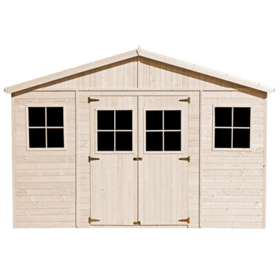 TIMBELA Wooden Garden Shed 4x14 ft / 16m2 - FSC certified - M330