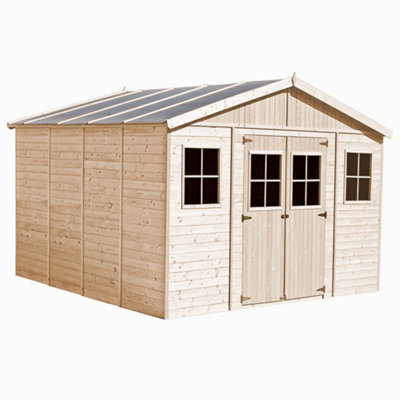 TIMBELA Wooden Garden Shed 4x14 ft / 16m2 - FSC certified - M330