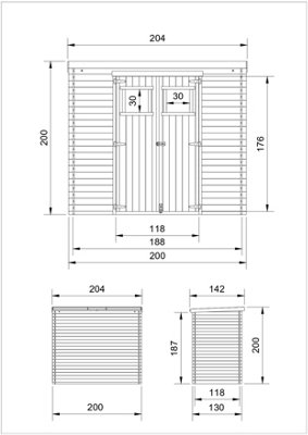 TIMBELA Wooden Garden Shed 6x4 ft 2.22 m2 - FSC certified wood - M311