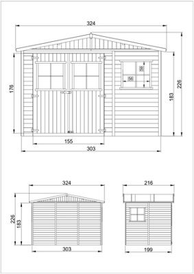 TIMBELA Wooden Garden Shed W11 x L7ft - FSC certified wood - M334