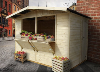 TIMBELA Wooden Market Stall and Garden Bar 11x8 ft - FSC certified - M150
