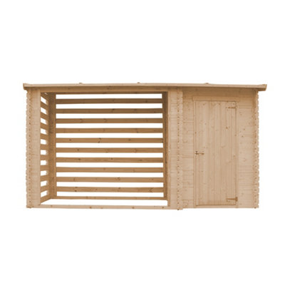 TIMBELA Wooden Tool and Log shed 11'5 x 4'9 ft /3.64 m2 (4.9 m3 capacity) - FSC certified - M205