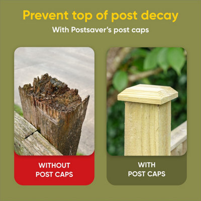 Timber Fence Post Cap 100 x 100mm (Pack of 10) Colour Green - Fits 3 x 3" Square Posts ( Free Delivery ) - 4