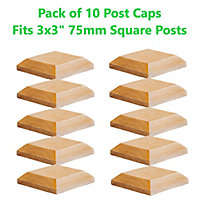 Timber Fence Post Cap 100 x 100mm (Pack of 10) Colour Natural - Fits 3 x 3" Square Posts (Free Delivery)