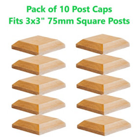 Timber Fence Post Cap 100 x 100mm ( Pack of 10 ) Colour Natural - Fits 3"x3" Square Posts ( Free Delivery )