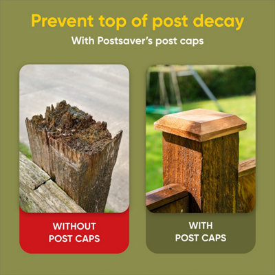 Timber Fence Post Cap 100 x 100mm (Pack of 5) Colour Brown - Fits 3 x 3" Square Posts (Free Delivery) - 4