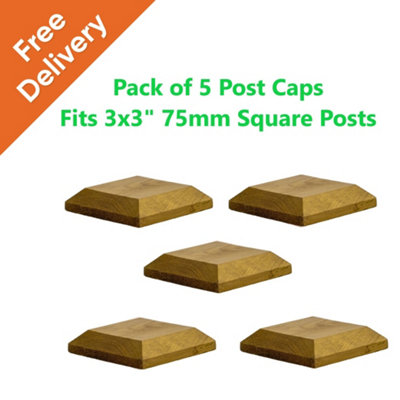 Timber Fence Post Cap 100 x 100mm (Pack of 5) Colour Green - Fits 3 x 3" Square Posts (Free Delivery)
