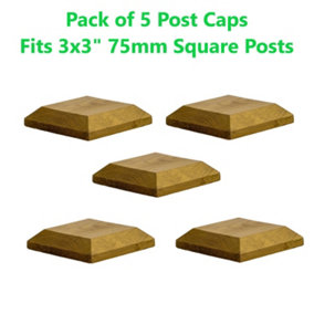 Timber Fence Post Cap 100 x 100mm (Pack of 5) Colour Green - Fits 3 x 3" Square Posts (Free Delivery)