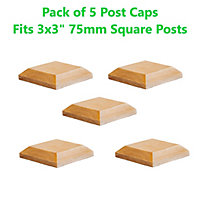 Timber Fence Post Cap 100 x 100mm (Pack of 5) Colour Natural - Fits 3 x 3" Square Posts (Free Delivery)