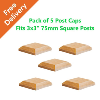 Timber Fence Post Cap 100 x 100mm ( Pack of 5 ) Colour Natural Fits 3