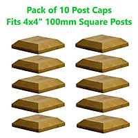 Timber Fence Post Cap 120 x 120mm (Pack of 10) Green Colour - Fits 4 x 4" Square Posts (Free Delivery)